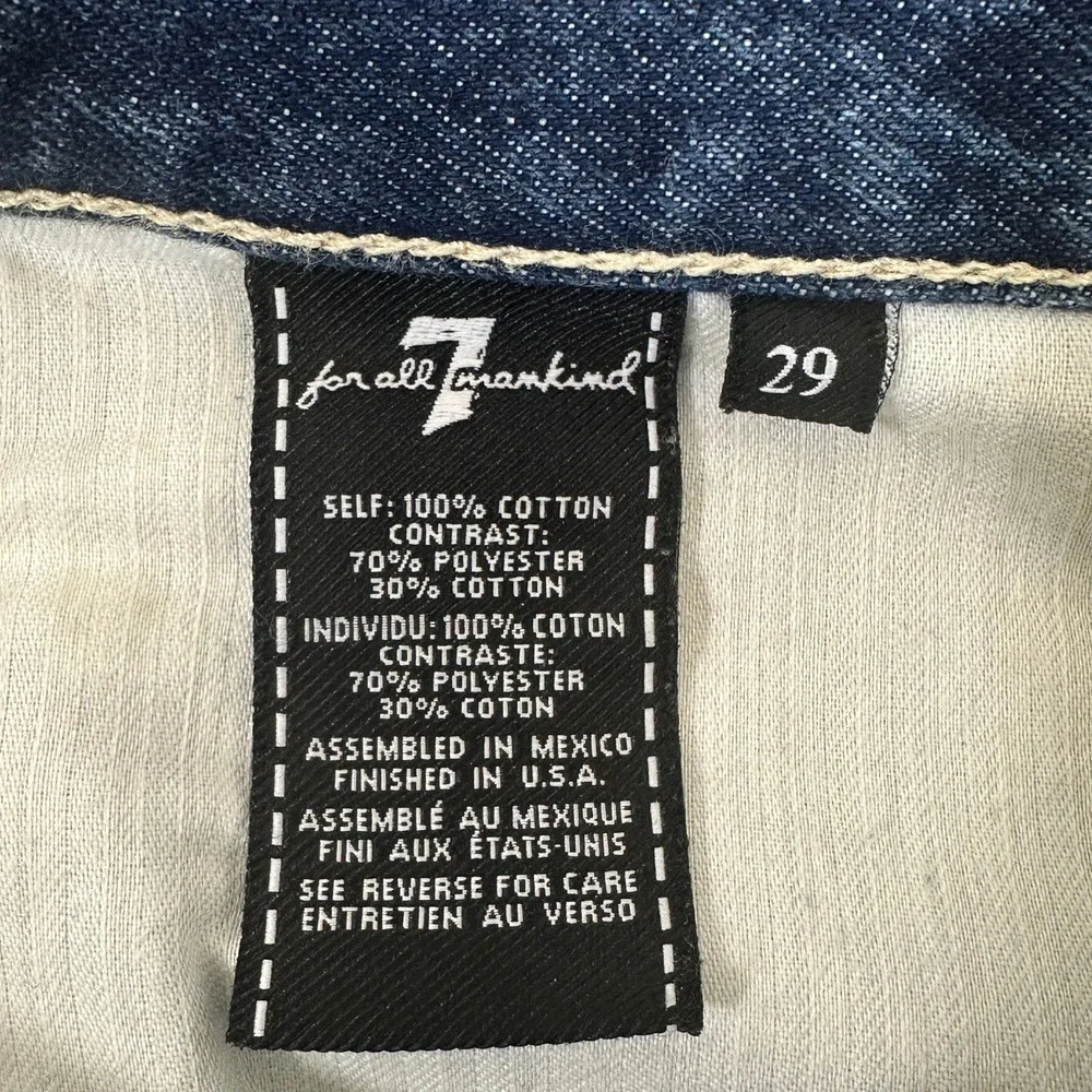 7 For All Mankind Distressed Shredded Denim Shorts Blue Raw Hem AU5170712A Sz 29